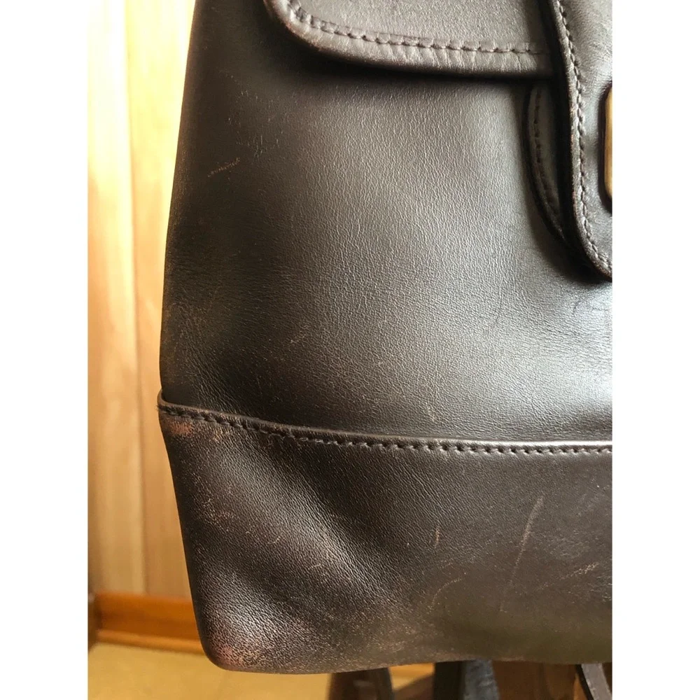 Vintage croft & barrow dark brown genuine leather backpack